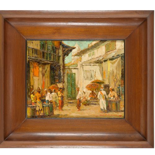 Null 杰拉德-皮特-阿道夫斯(1898-1968)

街头小贩》，右下角签名，布面油画。

H.40厘米。宽50厘米。