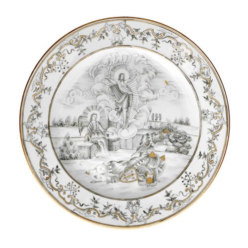 An encre de Chine porcelain dish, decorated with the resurrection of Christ, aft&hellip;