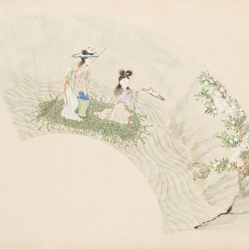 Null CHINE - XIXe siècle
Peinture sur éventail, encre et couleurs sur papier, re&hellip;