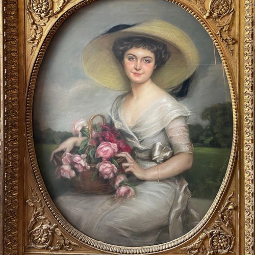 Null 儒勒-凯隆 (1868-1940)

一位优雅女士的画像

有签名和日期的粉彩画，1911年 

111 x 88 cm 约。