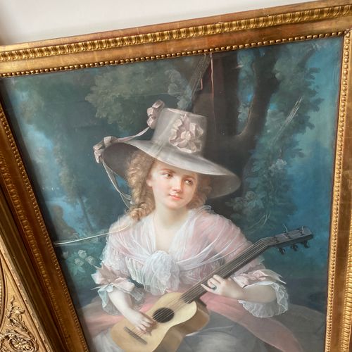 Null French school 19th century 

Woman with a guitar

Pastel

95 x 75 cm approx&hellip;