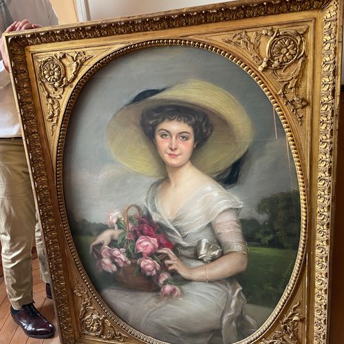 Null 儒勒-凯隆 (1868-1940)

一位优雅女士的画像

有签名和日期的粉彩画，1911年 

111 x 88 cm 约。
