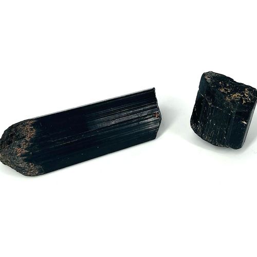 Null MINERALS - Two black tourmalines (one China)
