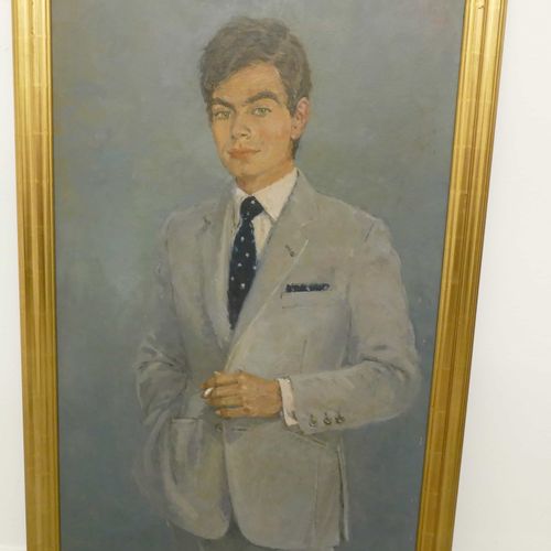 Null Huile sur toile "Portrait de jeune homme" signée Harry Maas 1967 (115 x 67c&hellip;