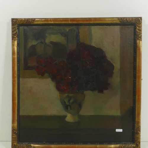 Null Huile sur panneau "Bouquet de roses rouges" signée marie Howet (45x45cm)