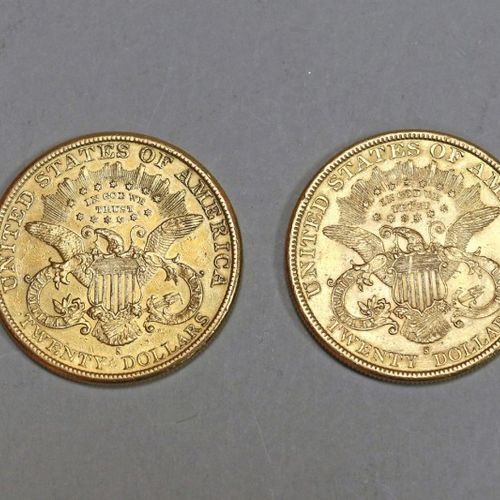 Null DEUX PIÈCES en or de américains dits "tête de liberté" datées 1892 et 1898.&hellip;