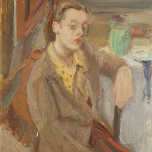 Null 拉扎尔-沃洛维克（1902-1977）
穿黄色上衣的年轻女子
布面油画，左下方有签名
73x60 厘米
事故