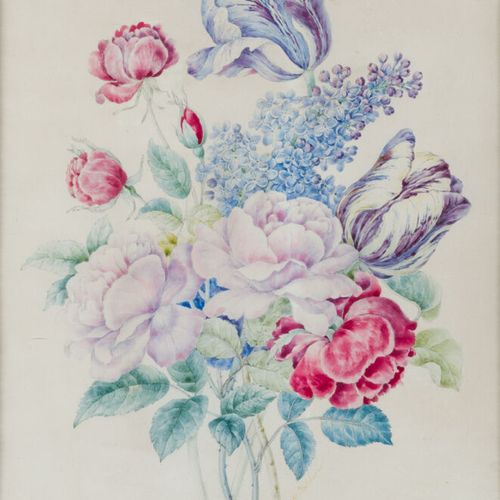 Null ECOLE FRANCAISE XIXe siècle
Bouquet de tulipes et de roses
Aquarelle sur vé&hellip;