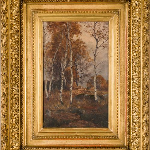 Null 保罗-埃米尔-贝尔通（1846-1909）
"切弗鲁兹山谷 
画板油画，左下方有签名。
41 x 25 厘米
雕刻镀金木框，带有斯特拉斯堡展览和标题标&hellip;