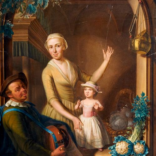 Reyers, Nicolaas Frau mit Kind und Drehorgelspieler. 1780. Öl auf Holz. 41 x 32 &hellip;