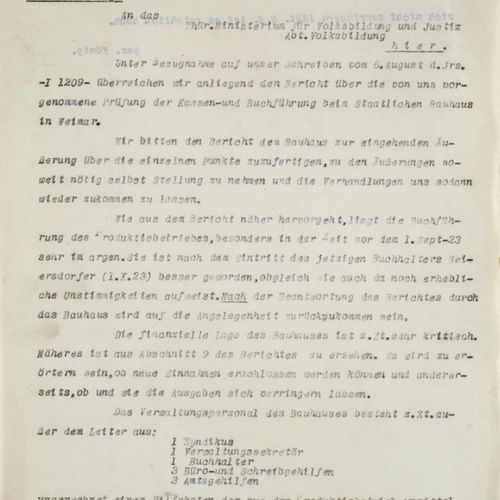 Maschinenschriftliche Abschrift des Berichts über die Prüfung der Kassen- und Bu&hellip;