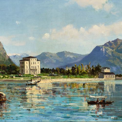 PREDA, AMBROGIO Melide au bord du lac de Lugano.
Huile sur toile,
sig. Et dat. (&hellip;