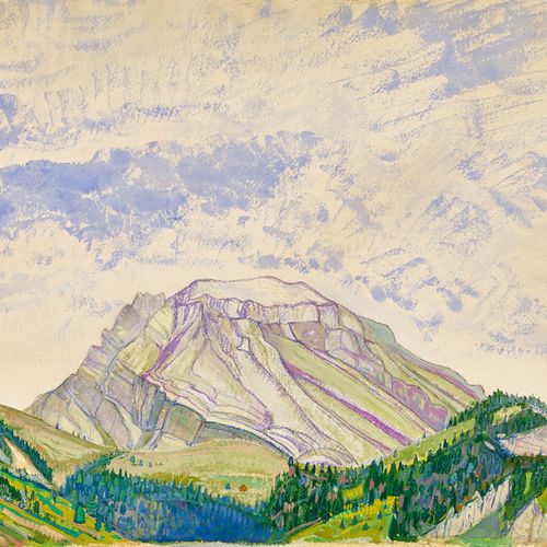 TRACHSEL, ALBERT Paysage de montagne. Aquarelle et gouache, sig. U.L., 49x67 cm &hellip;