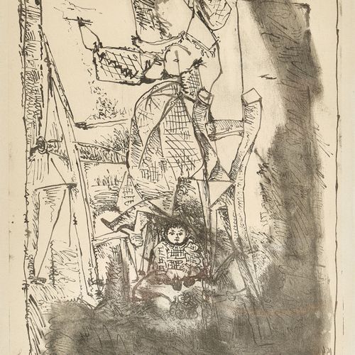 PICASSO, PABLO "La jeune artiste".
Lithographie,
autographe en bas à droite, num&hellip;