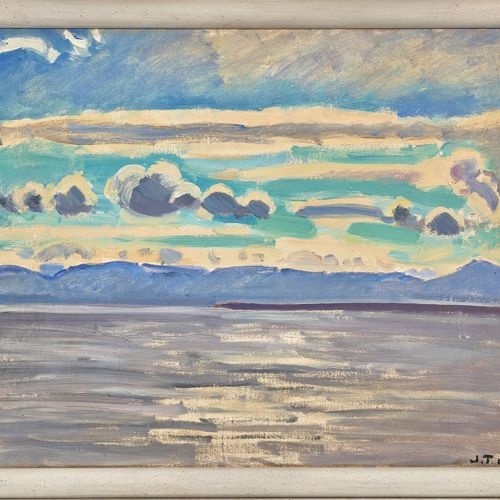 TORCAPEL, JOHN Lac de Genève.
Oil on canvas,
mgr. U. Dat. (19)18 u.R.,
45,5x55 c&hellip;