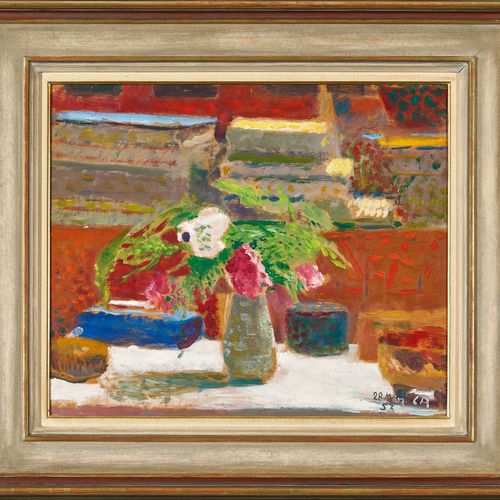 AMIET, CUNO Still life of flowers in studio.
Oil on hardboard,
mgr. U. Dat. "28.&hellip;