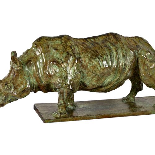 DAVID, JOSÉ MARIA "Rhinocéros".
Bronze, patine verdâtre,
a. Plinthe sig. "Jose M&hellip;