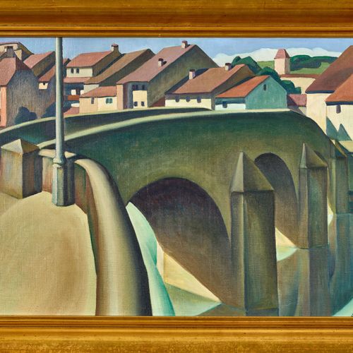 VONLANTHEN, LOUIS JOSEPH Le pont à Fribourg. Huile sur toile, sig. En bas à droi&hellip;