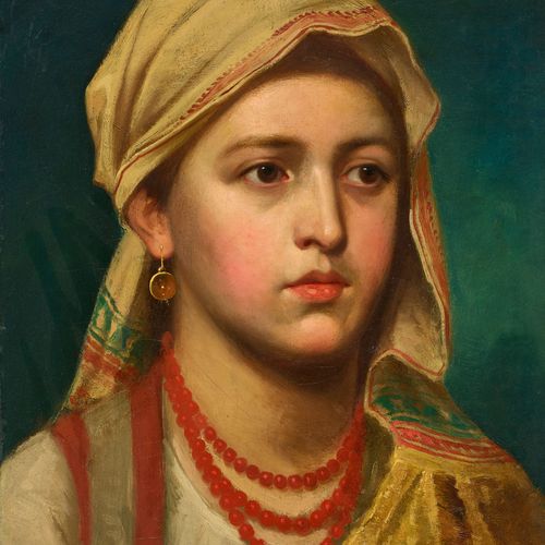 BARZAGHI-CATTANEO, ANTONIO Jeune fille avec foulard.
Huile sur toile, doublée,
v&hellip;
