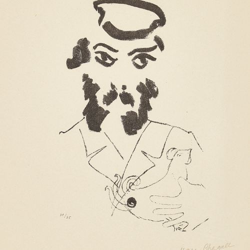 CHAGALL, MARC "L'homme à la poule".
Litografia,
handsig. U.R., num. 31/35,
19,5x&hellip;