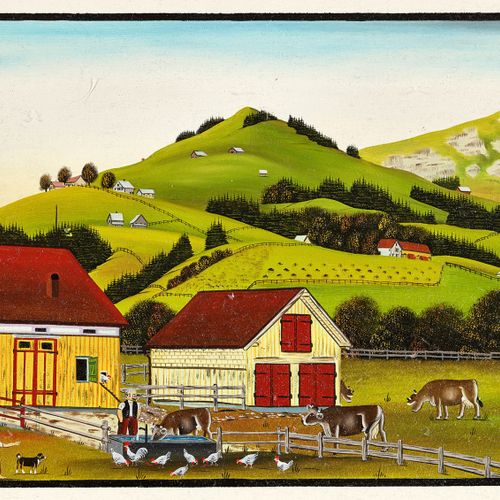 MANSER, ALBERT 阿彭策尔的乡村生活。
硬纸板上的油画，
sig. A. Dat.(19)75 U.R.,
16x41 cm (BM)
http:/&hellip;