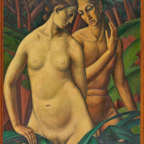 STECK, LEO "Adam et Eve".
Huile sur toile,
sig. U.L., verso dat. 1916 et titré,
&hellip;