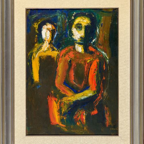 SIRONI, MARIO "Figure in Rosso". Huile sur toile, sig. En bas à droite, verso a.&hellip;