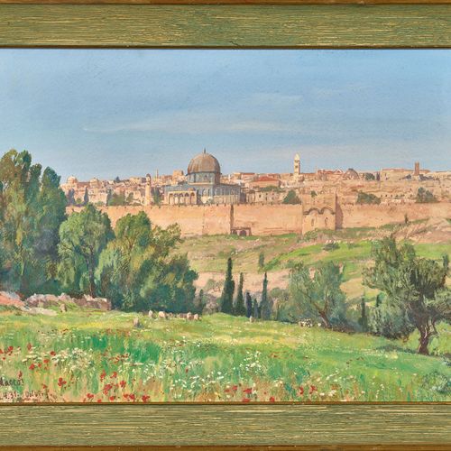 MACCO, GEORG Vue du Mont des Oliviers sur Jérusalem avec le Dôme du Rocher. Goua&hellip;