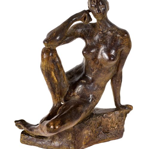 BÄNNINGER, OTTO CHARLES Nu féminin assis.
Bronze, patine gris-brun, sur socle. P&hellip;