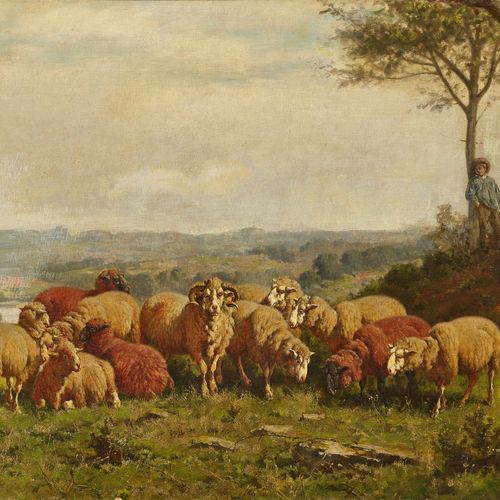 BAIRD, WILLIAM-BAPTISTE Troupeau de moutons avec un petit berger.
Huile sur toil&hellip;