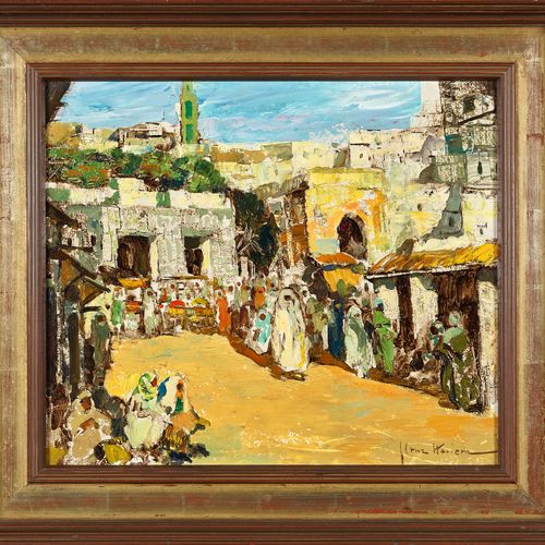 CRUZ HERRERA, JOSÉ 摩洛哥的街景。
纸板上的油画，
sig. U.R.,
46x54 cm
http://www.Dobiaschofsky.&hellip;