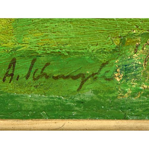 SCHNYDER, ALBERT "汝拉山水（里德II）"。
纸板上的油画，
sig. A. Dat.1927年u.R.，背面是。背面有艺术家的标签，
71x8&hellip;