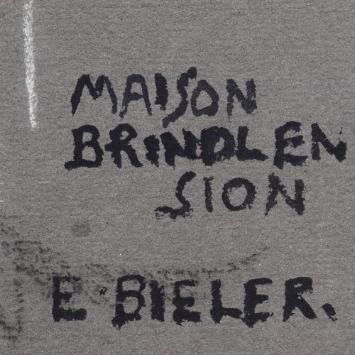 BIÉLER, ERNEST "Maison Brindlen Sion".
Craie de couleur, fusain et gouache sur p&hellip;