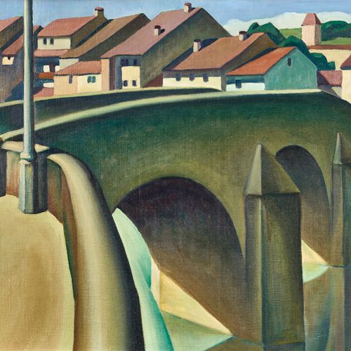 VONLANTHEN, LOUIS JOSEPH Le pont à Fribourg.
Öl auf Leinwand,
sig. U.R.,
51x77 c&hellip;