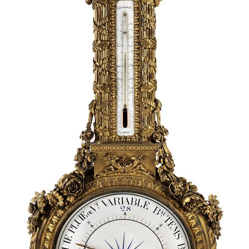 Louis XVI-Barometer und -Thermometer Höhe: 127 cm. Auf dem Email signiert „Réaum&hellip;