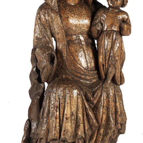 Grosse Schnitzfigur einer Madonna mit dem Jesuskind Höhe: 106 cm. Wohl Westdeuts&hellip;