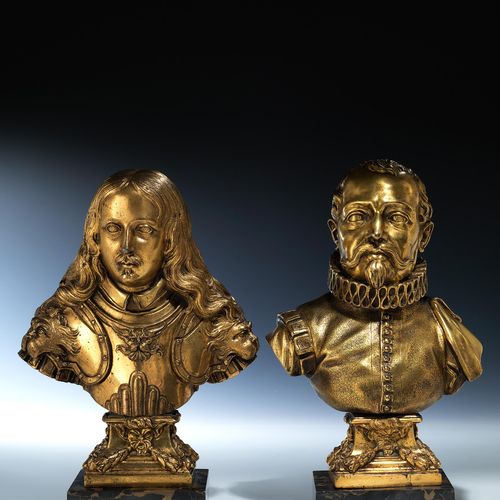 Paar vergoldete Bronzebüsten einer berühmten Serie ALBERT VON HABSBURG (1559 – 1&hellip;