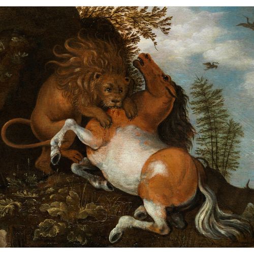 Roelant Savery, 1576/78 Kortrijk, Belgien – 1639 Utrecht, Niederlande 愤怒的狮子风景图 木&hellip;