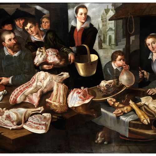 Joachim Beuckelaer, 1533 Antwerpen – 1574/75 ebenda, zugeschrieben 肉店内景 布面油画。双倍的&hellip;