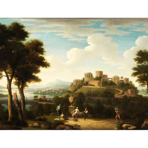 Hendrik Frans van Lint, 1684 Antwerpen – 1763 Rom 经典景观与西比拉神庙 布面油画。双倍的。
83 x 141厘&hellip;