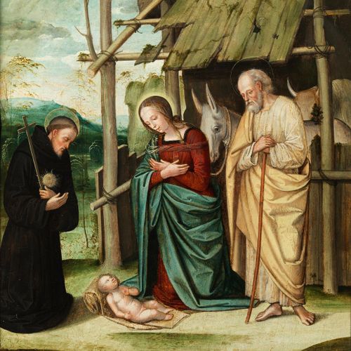 Lorenzo Costa d. Ä., um 1460 Ferrara – 1535 Mantua ADORATION OF THE CHILD WITH S&hellip;