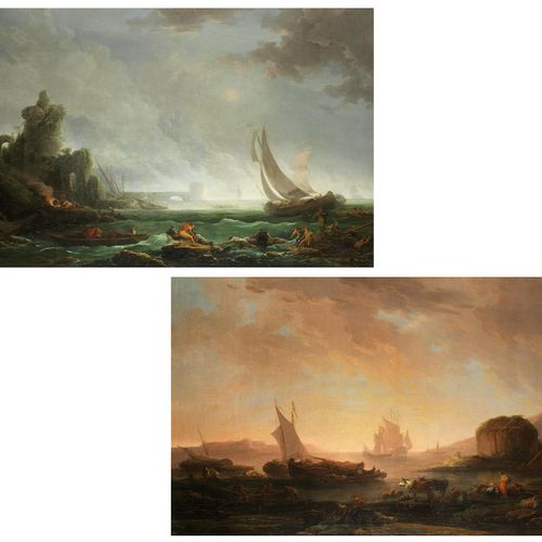 Carlo Bonavia, tätig 1755 Neapel – 1788 GemäldepaarKÜSTENSTÜCKE BEI UNTERSCHIEDL&hellip;