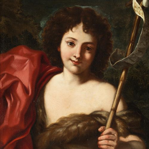 Michele Desubleo, 1602 Maubeuge – 1676 Parma, zugeschrieben 年轻的约翰和他的女儿 布面油画。双倍的。&hellip;