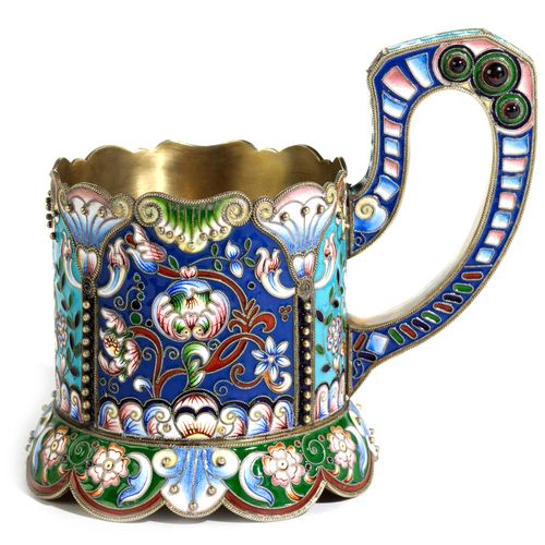 Moskauer Teeglashalter Höhe: 10,7 cm. 
Gewicht: 260 g. 
Bodenseitig punziert: Mo&hellip;