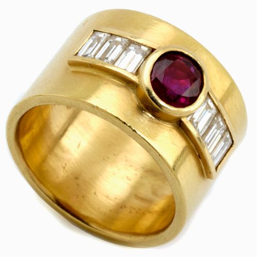 Rubin-Diamantring Ancho del anillo: 57/58. 
Ancho del anillo: aprox. 1,3 cm. 
 P&hellip;