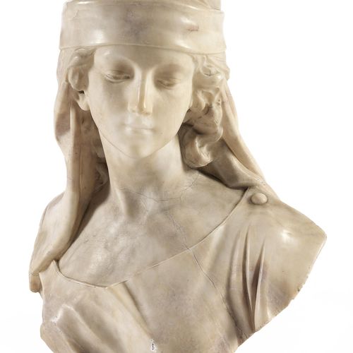 Guglielmo Pugi, um 1850 Fiesole – 1915 BRUSH OF A YOUNG WOMAN WITH A HEADHAT AND&hellip;