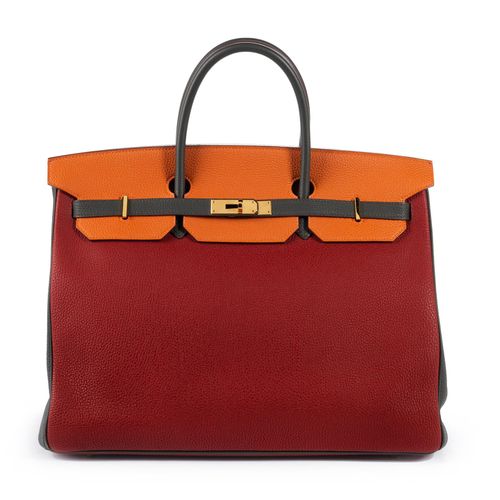 Hermès-Birkin Bag 40 x 30 x 20 cm.
Special Order, dreifarbig.
Trockenstempel im &hellip;