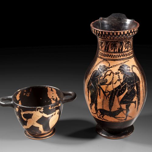 Null Deux vases de l'époque archaïque tardive d'Athènes. A) Olpe à figures noire&hellip;