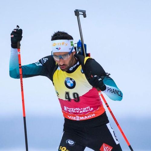 FOURCADE Martin (Biathlon) Dossard leader coupe du monde porté et dédicacé