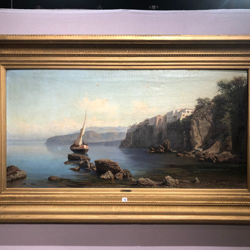 Alessandro La Volpe (1820 1887) Voilier au pied de falaises de la côte amalfitai&hellip;